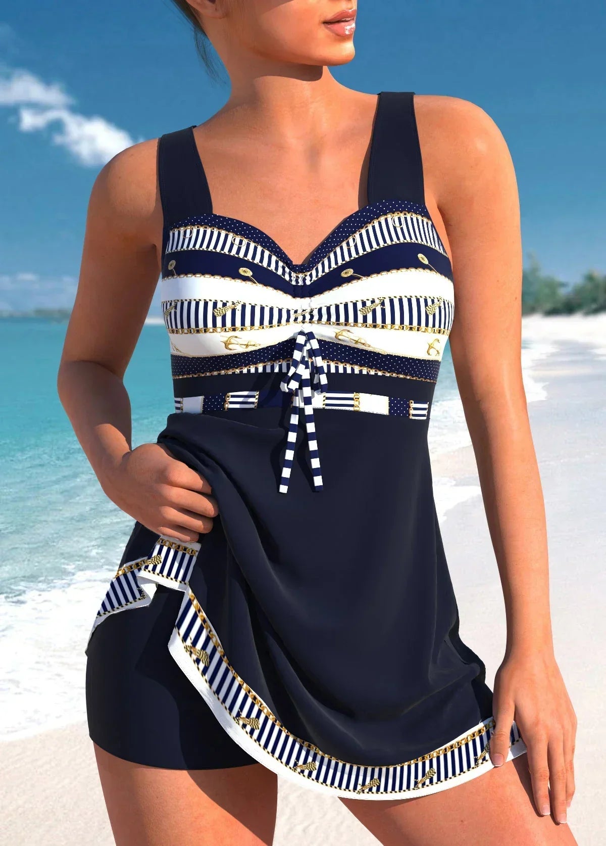 Gavorelle - Women's Printed Tankini Swimsuit with Attached Shorts
