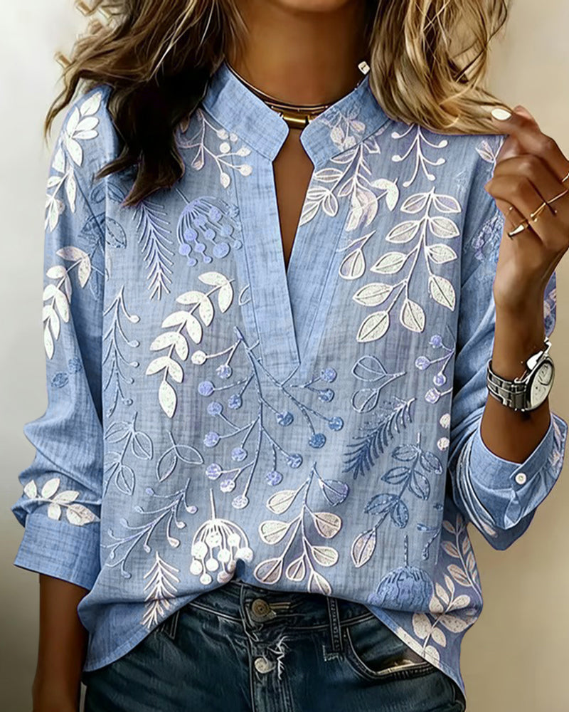 Pelyxa - Women's Floral Cotton Regular Fit Elegant Summer Blouse