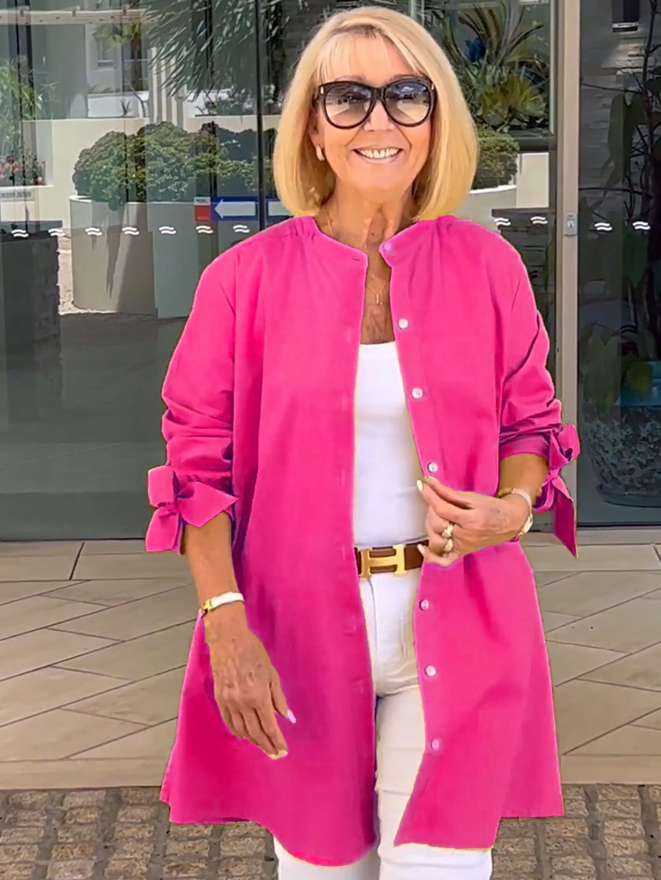 Liora - Long Button-Down Cotton Shirt Jacket (Today only: Buy 1, get 1 free!)