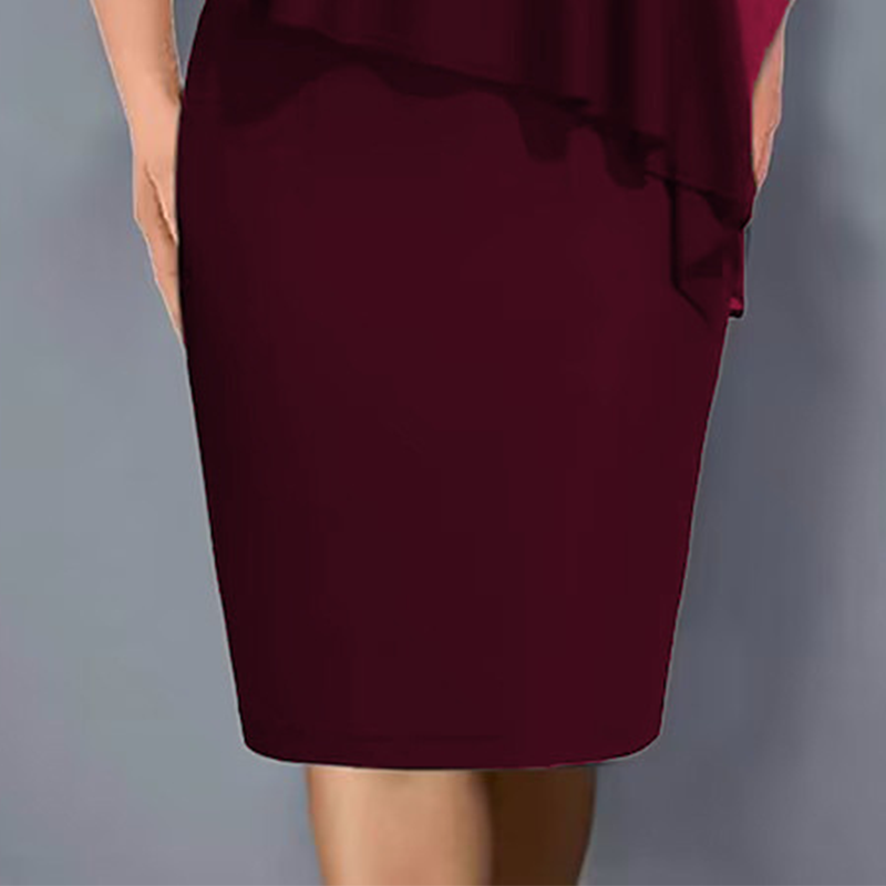 Lorenne - Women's Cape Dress with Rhinestones and Chiffon Overlay