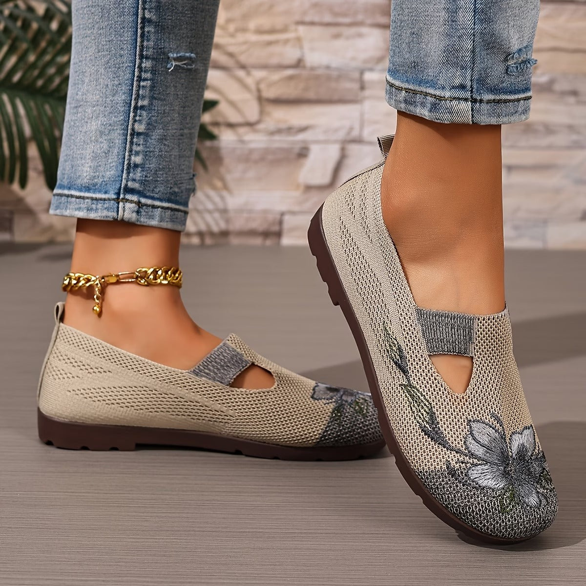Arixa - Comfortable Breathable Shoes with Floral Embroidery