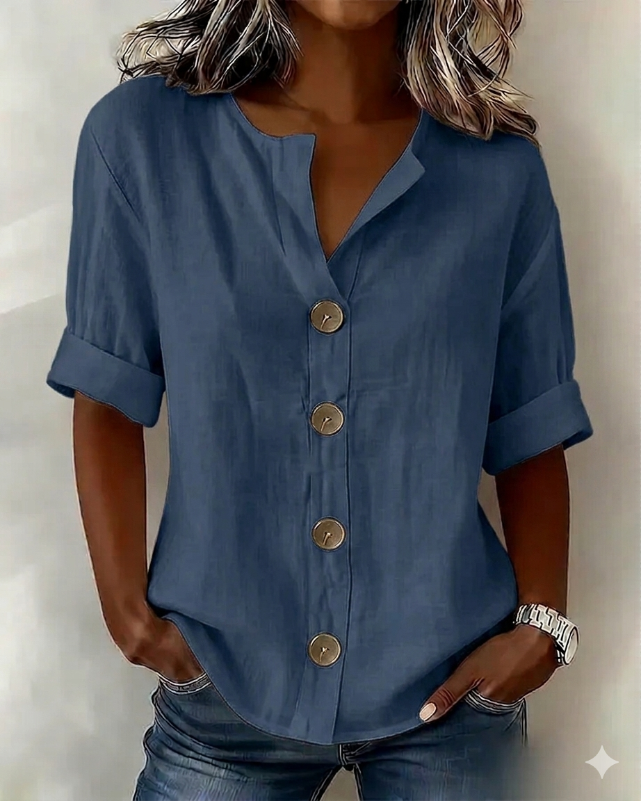 Pavixa - Women's Lightweight Button-Up Blouse, Flowy Fit for Summer