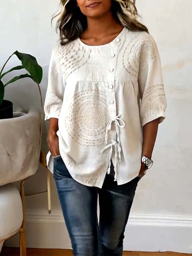 Nexira - Women's flowing natural elegant bohemian print blouse