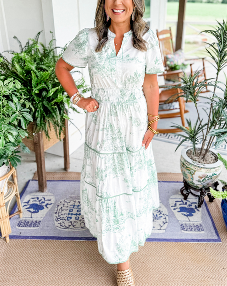 Selindra - Classic Canvas Print Maxi Dress