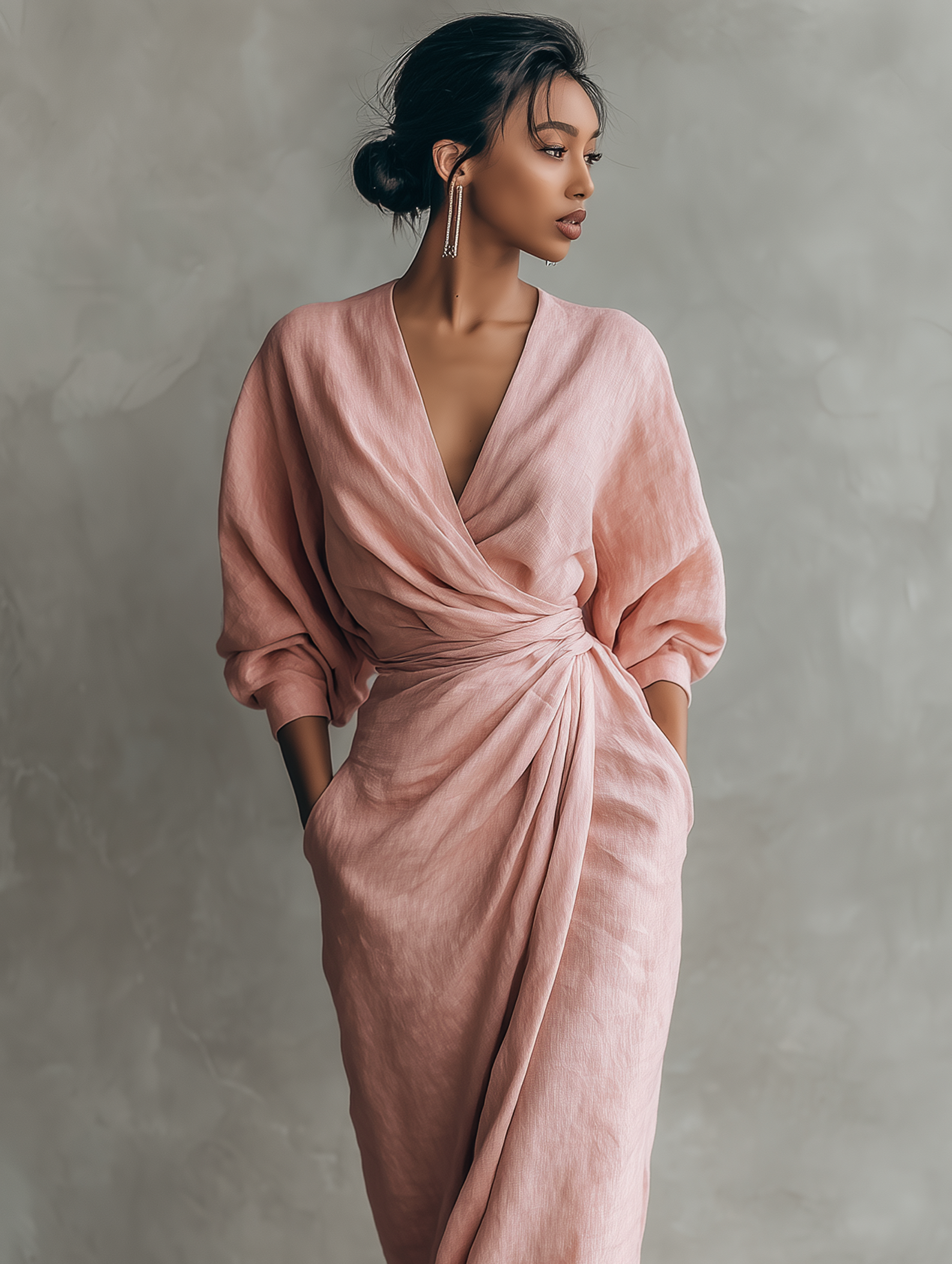 Talyvora - Women's Elegant Linen Maxi Dress with V-neck