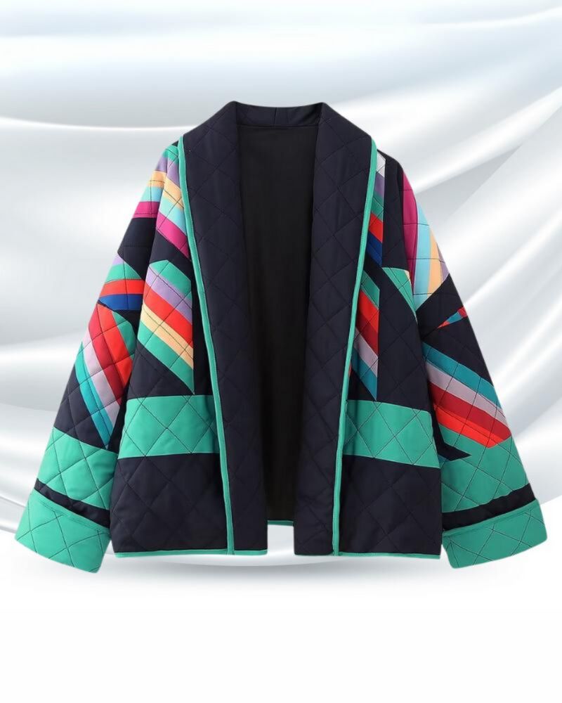 Sabine - Patchwork Cotton Coat with Ruffled Sleeves