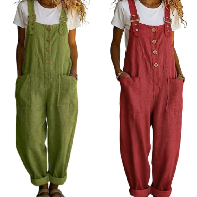 Blyora - Women's Loose Casual Jumpsuit with Adjustable Straps and Flowy Pants