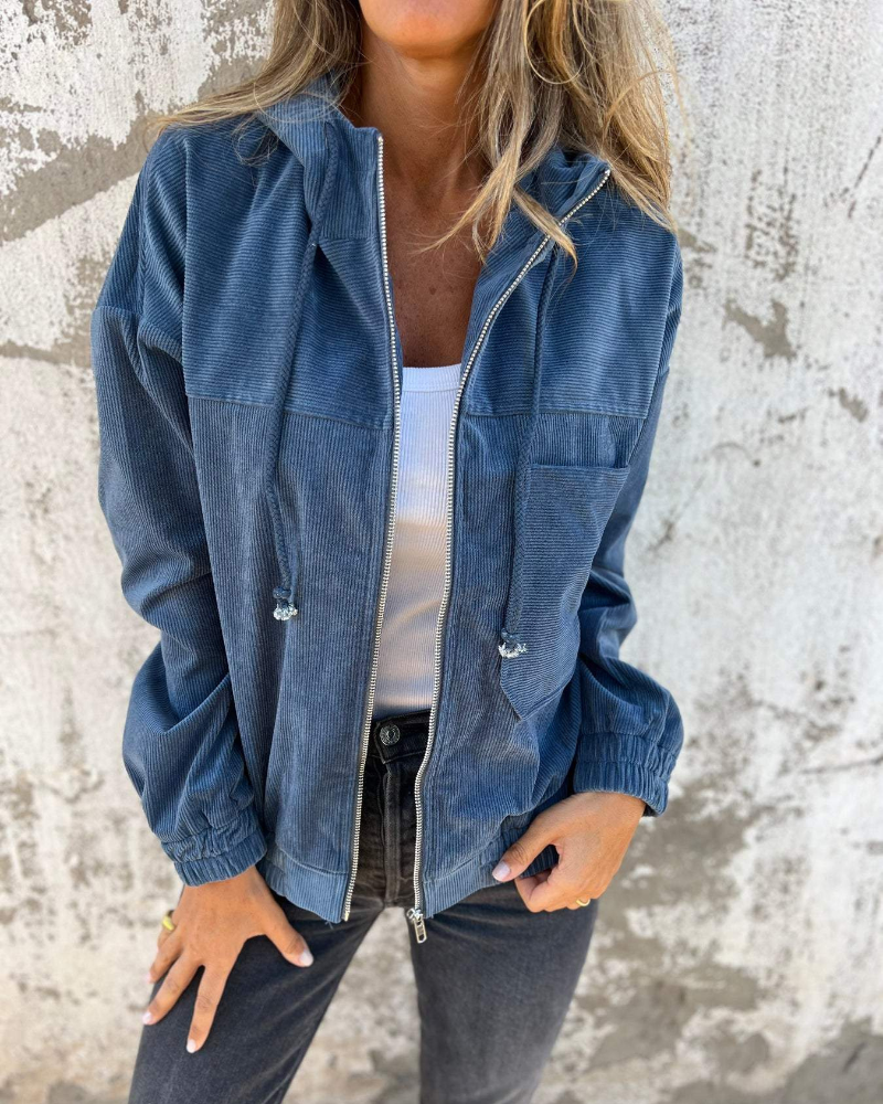 Lyra - Corduroy Hooded Jacket with Zip 