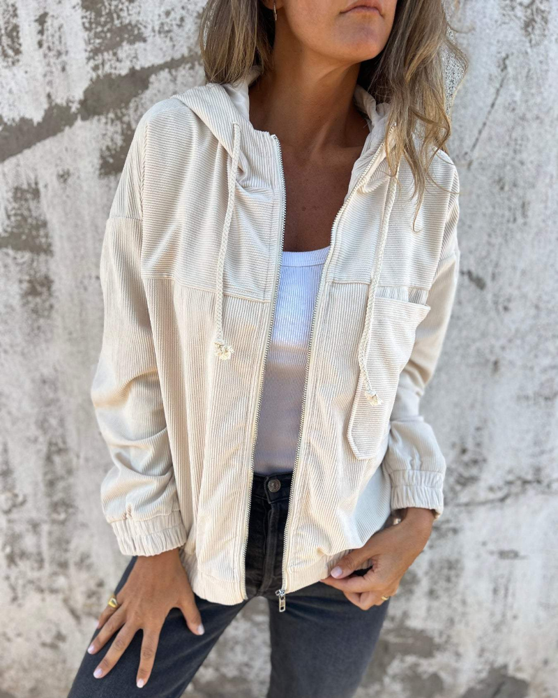 Lyra - Corduroy Hooded Jacket with Zip 