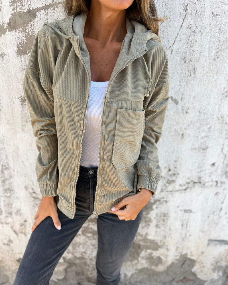 Lyra - Corduroy Hooded Jacket with Zip 