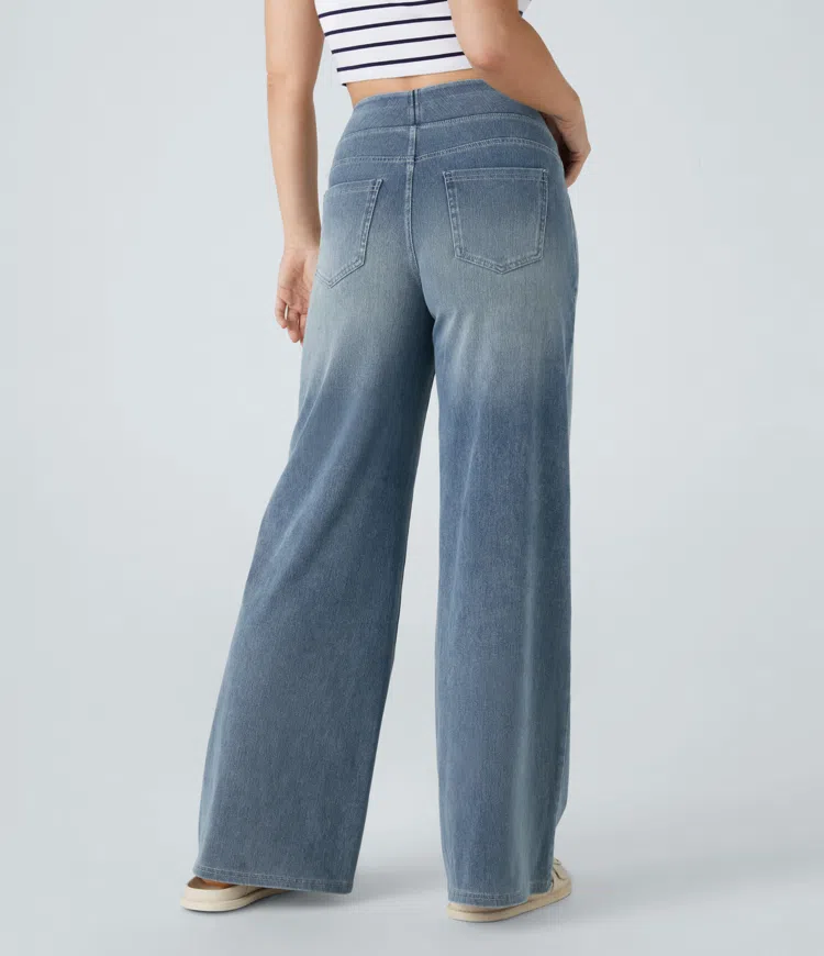 Ruvessa - Women's High Waisted Wide Leg Jeans, Very Stretchy, Modern Fit