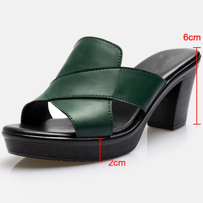Izyra - Women's Comfortable Sandals with Thick Sole and Mid-Heel, Everyday Style