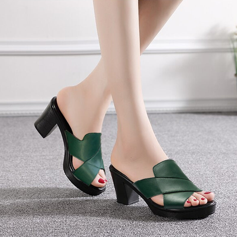 Izyra - Women's Comfortable Sandals with Thick Sole and Mid-Heel, Everyday Style