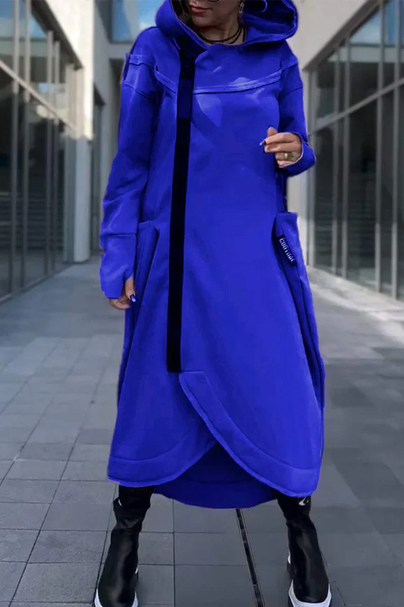 Sylvaya- Women's Hooded Sweater Dress with Long Sleeves