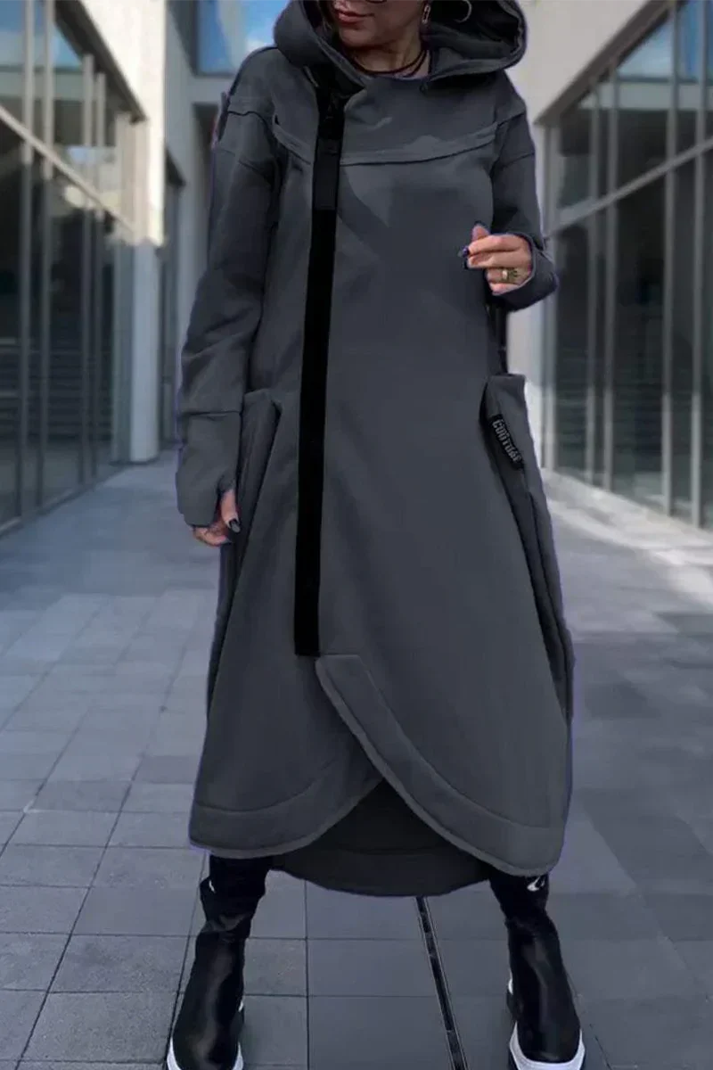 Sylvaya- Women's Hooded Sweater Dress with Long Sleeves