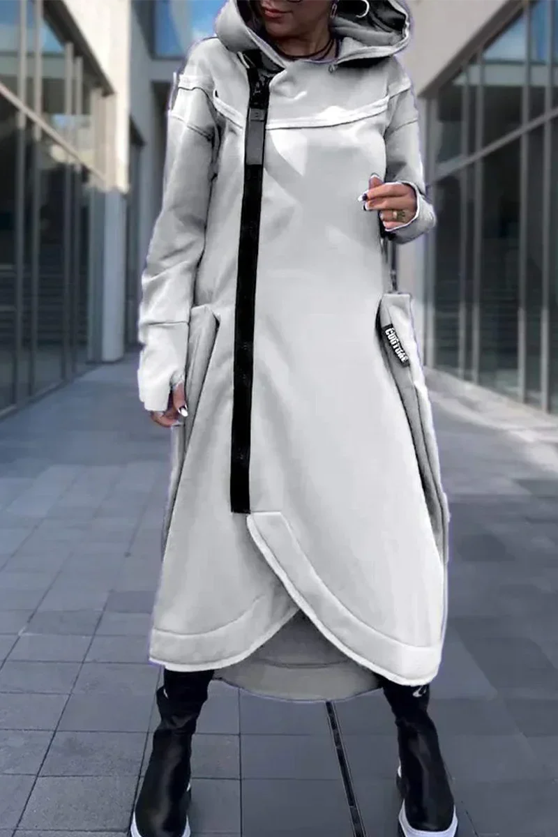 Sylvaya- Women's Hooded Sweater Dress with Long Sleeves