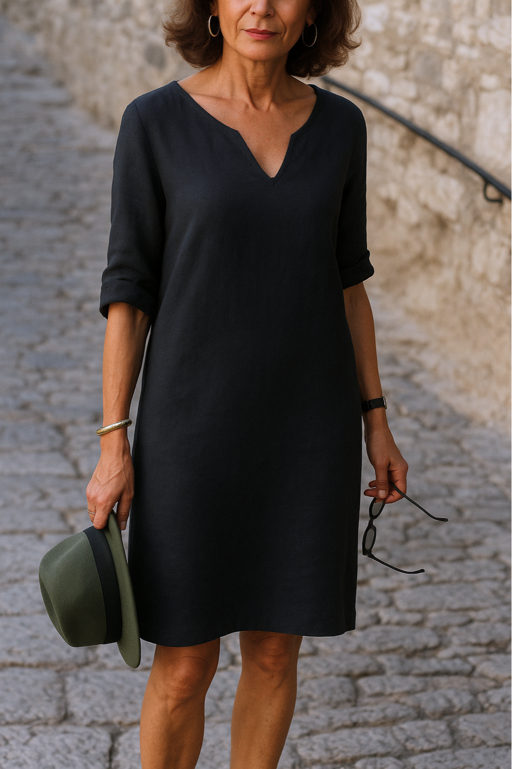 Lunéa - Elegant Dress with V-Neckline