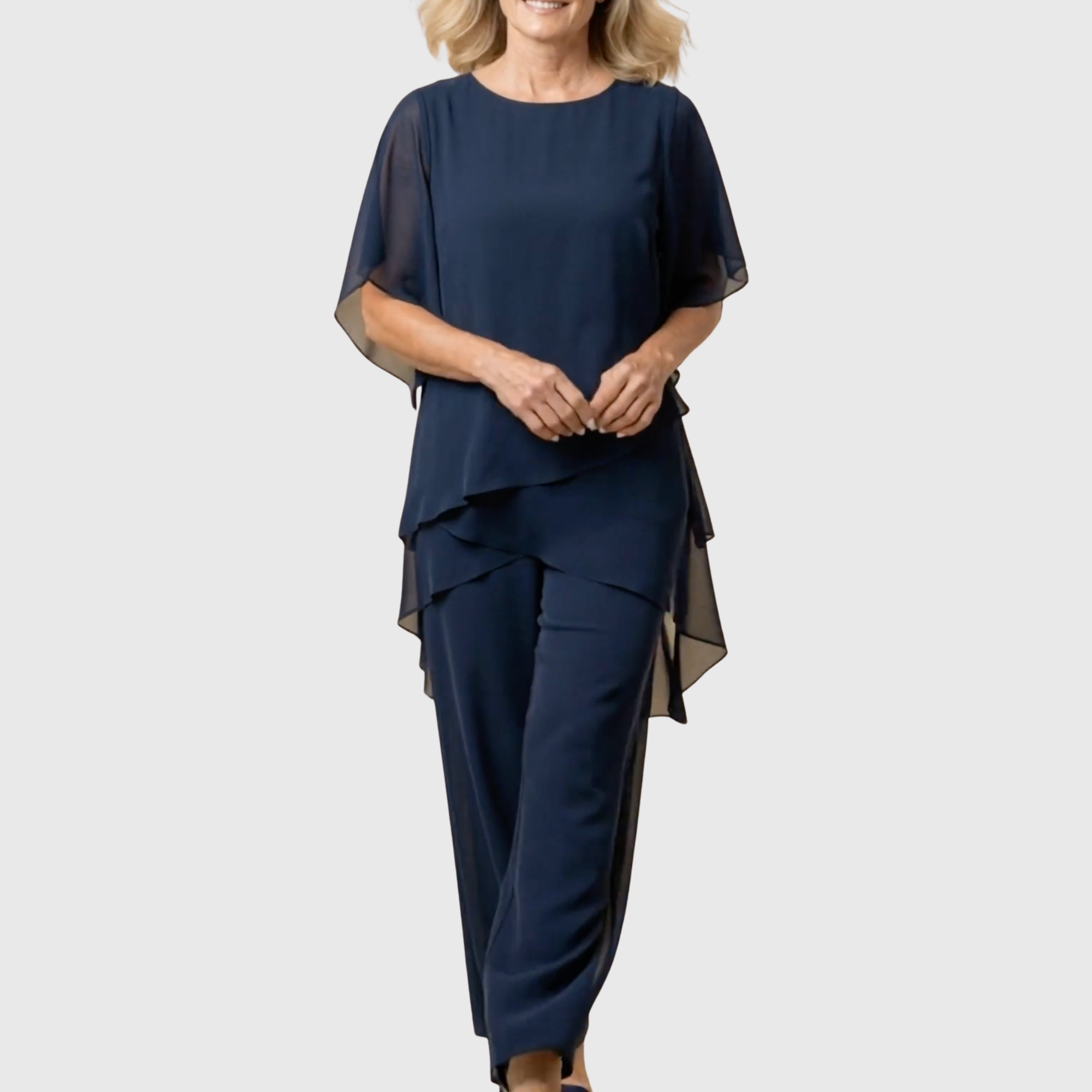 Fosira - Women's Elegant Draped Flowy Palazzo Pants Set