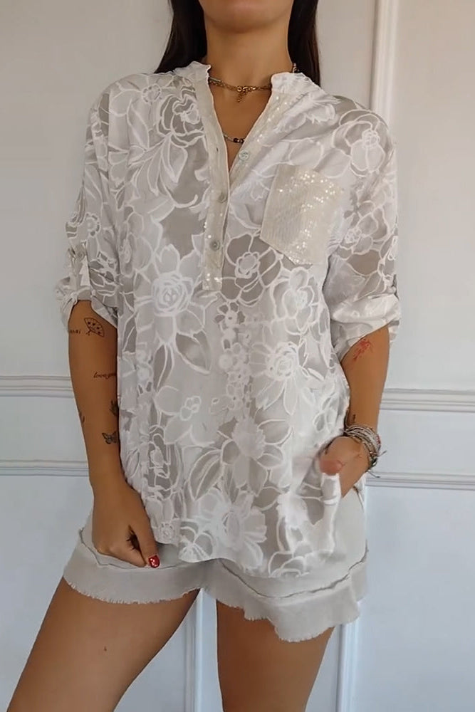 Wilhelmina - Chemisier femme en dentelle florale