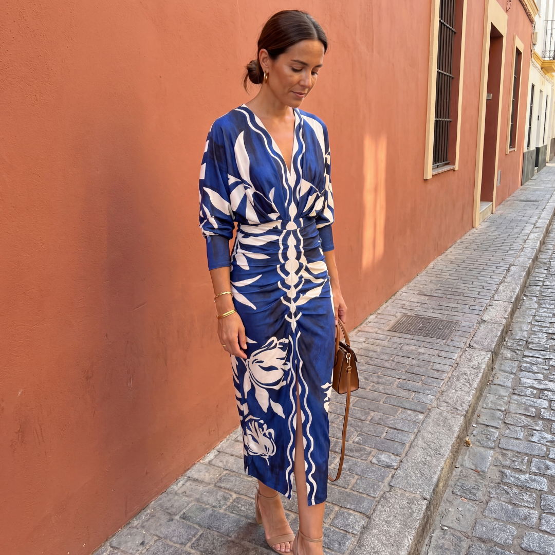 Isadora - Women's Flowy V-Neck Wrap Dress with Fitted Waist