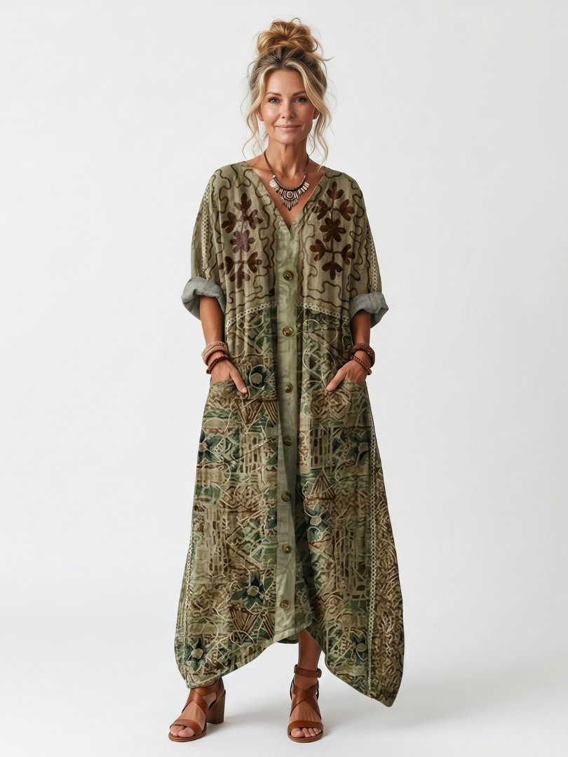 Apollonia - Robe bohème femme boutonnée avec imprimé floral