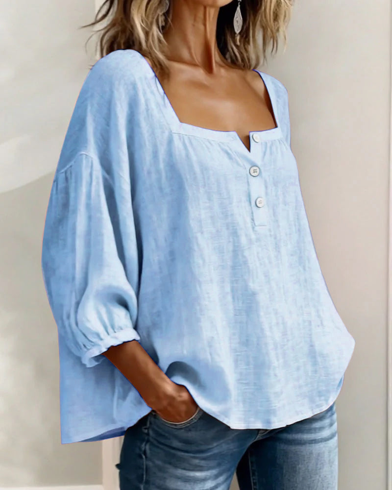 Glyressa - Elegant Women's Square Neck Blouse