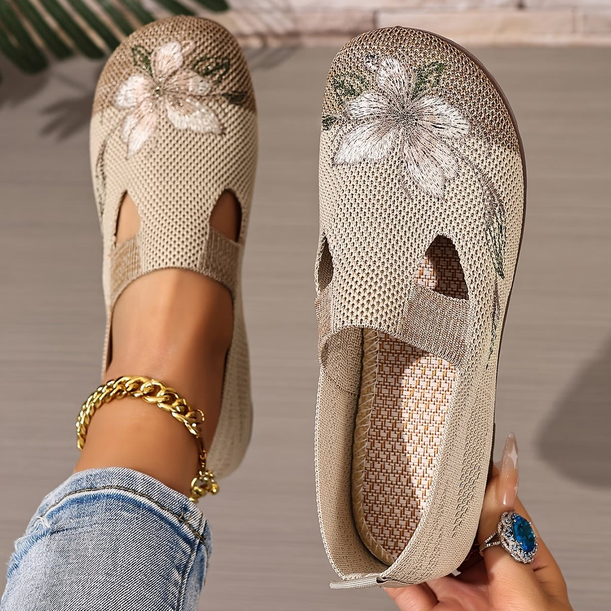 Arixa - Comfortable Breathable Shoes with Floral Embroidery