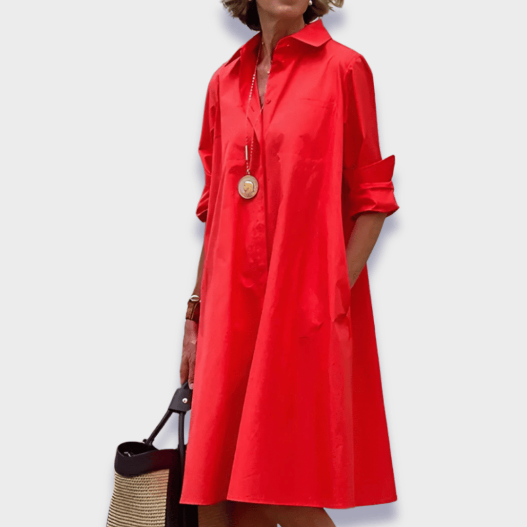 Ysolde - Stylish Polo Dress in Premium Fabric with Belly Cover