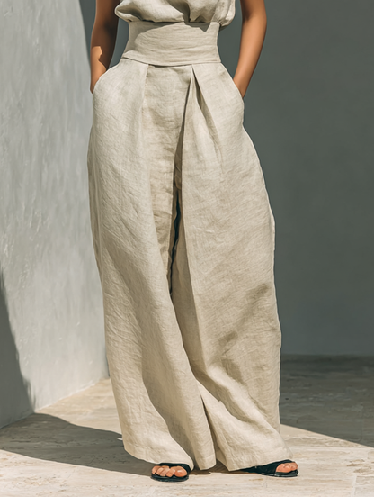 Fynelle - Elegant Sleeveless Top & Wide-Leg Pants Set for Women