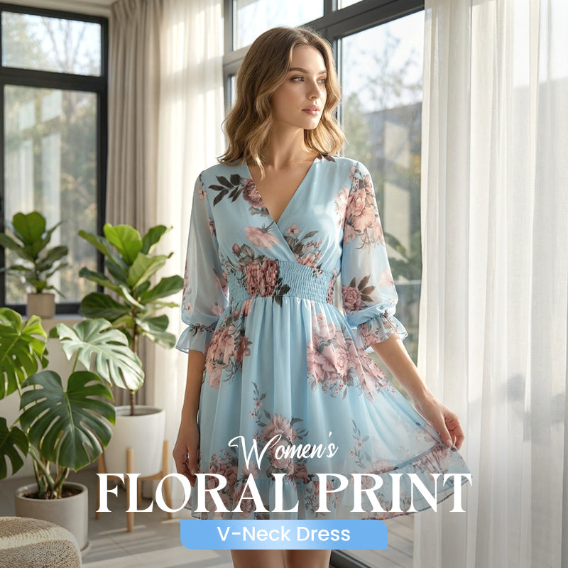 Halvienne - V-Neck Floral Summer Dress