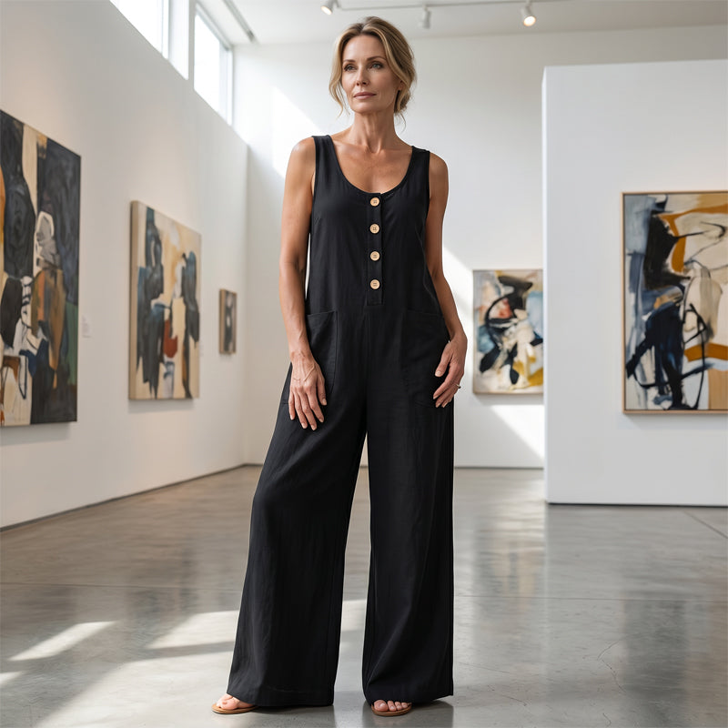 Beloria - Women's Sleeveless Wide-Leg Jumpsuit with Pockets