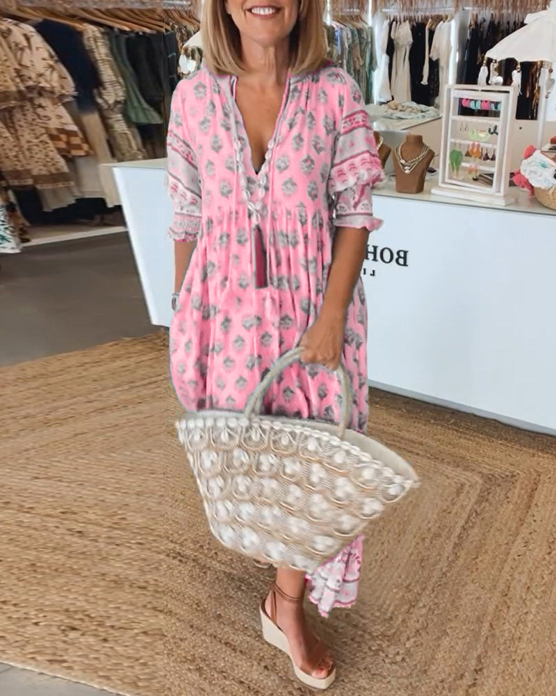 Flavie - Loose Fit Casual Dress with Print