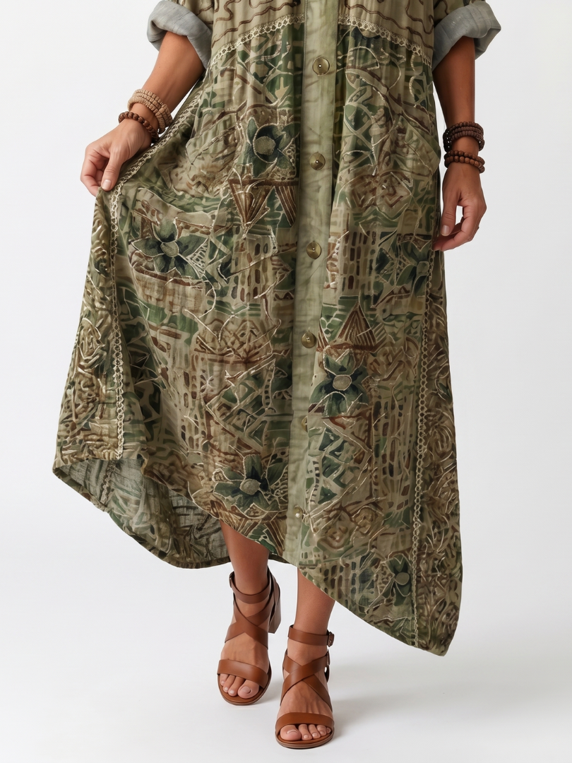 Apollonia - Robe bohème femme boutonnée avec imprimé floral