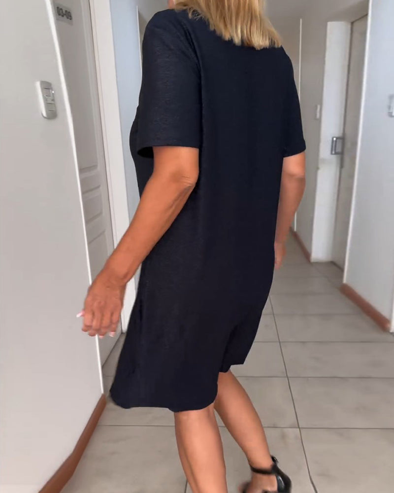 Julieta - Twisted Short Sleeve Dress with V-Neckline