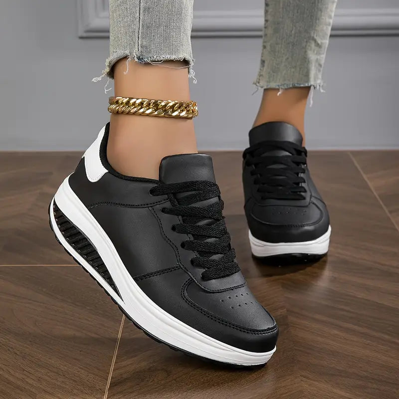 Brelina - Women's Platform Lace-Up Trainers, Synthetic Leather, Everyday Comfort