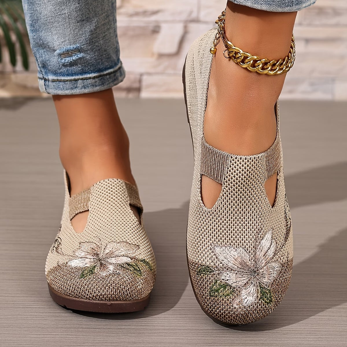 Arixa - Comfortable Breathable Shoes with Floral Embroidery