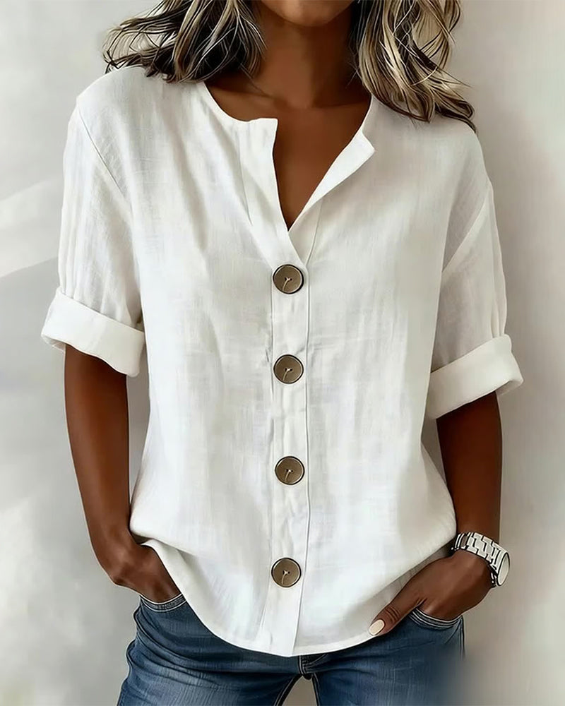 Pavixa - Women's Lightweight Button-Up Blouse, Flowy Fit for Summer