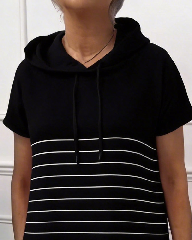 Gavellea - Women's Striped Hooded Dress, Comfortable Casual for Everyday Wear