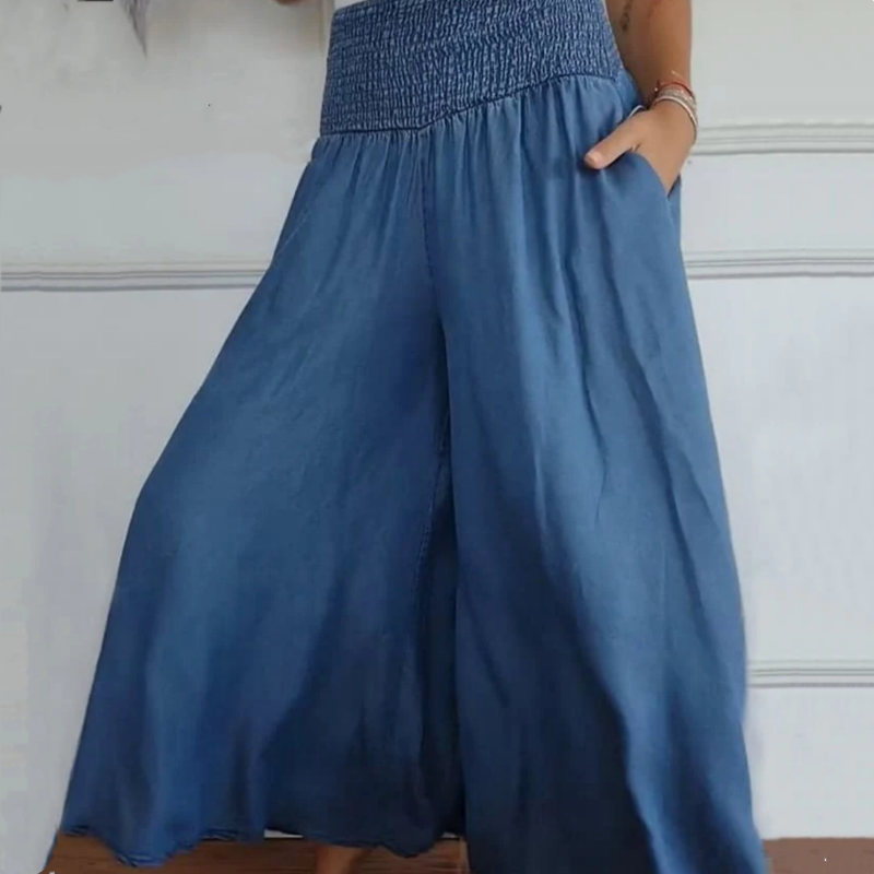 Pravina - Women's High Waisted Wide Leg Jeans