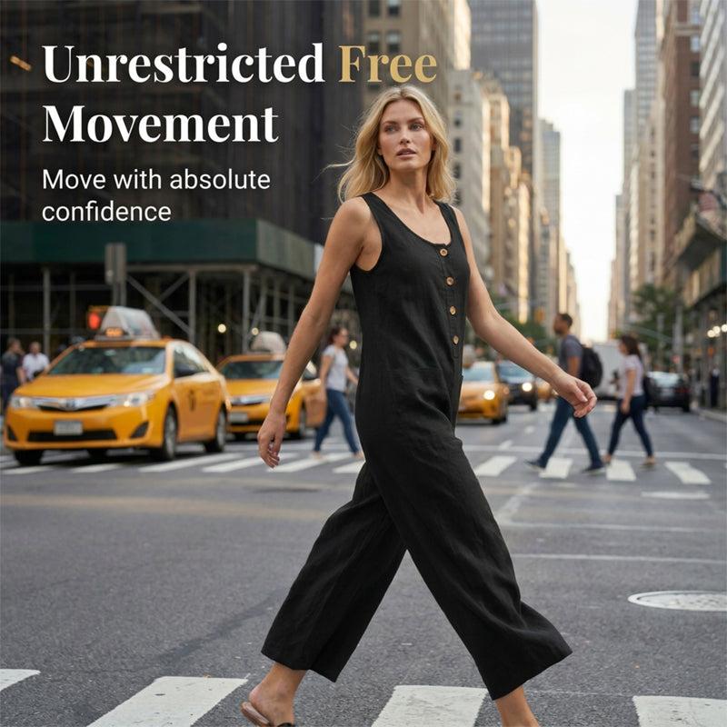Beloria - Women's Sleeveless Wide-Leg Jumpsuit with Pockets