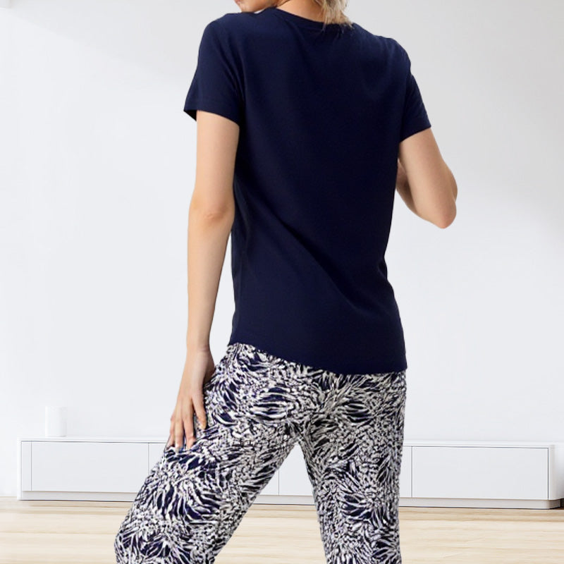 Ixoria - Women's casual cotton set with flowy printed pants