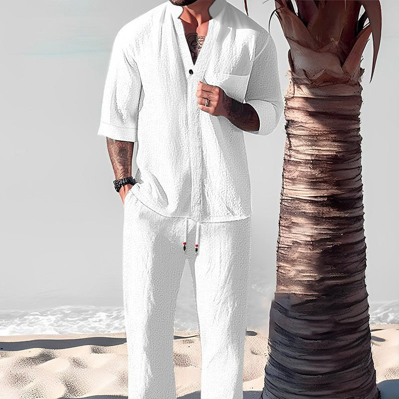 Victor - Men's Two-Piece Cotton Set: Top and Pants