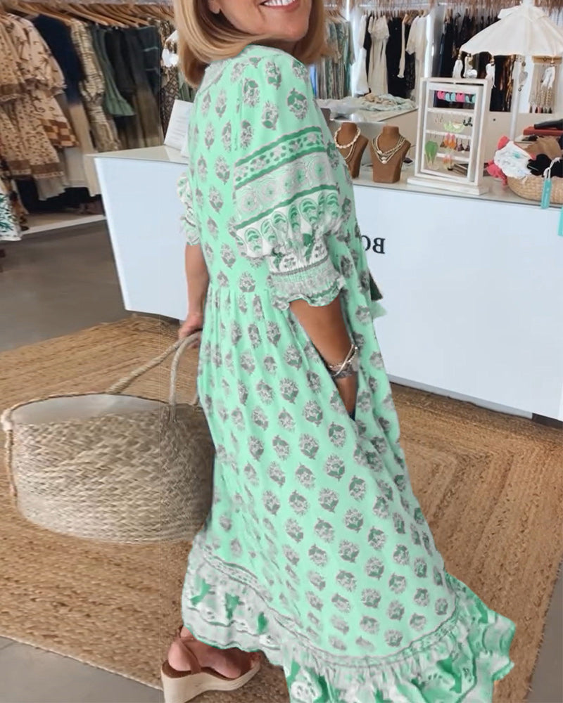 Flavie - Loose Fit Casual Dress with Print