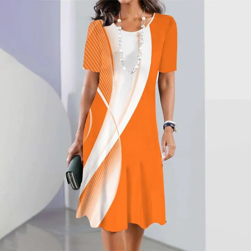Dalia - Women's Pleated Dress with Color Blocks