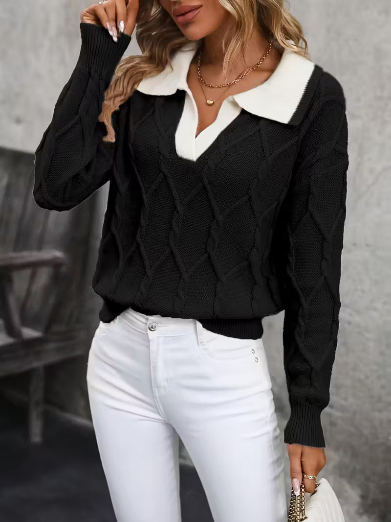 Ferina - Knitted turtleneck sweater with textured pattern and elegant finish 