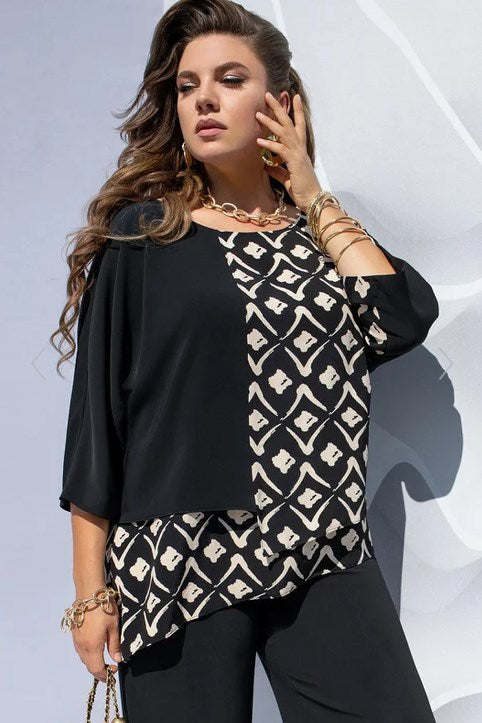 Evaria - Elegant Round Neck Shirt for Women 