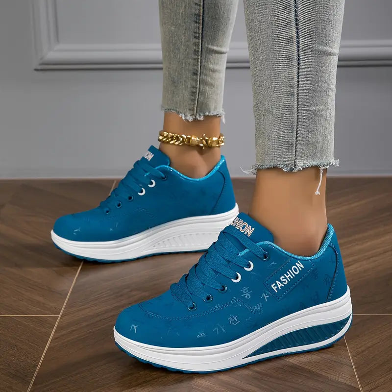 Brelina - Women's Platform Lace-Up Trainers, Synthetic Leather, Everyday Comfort