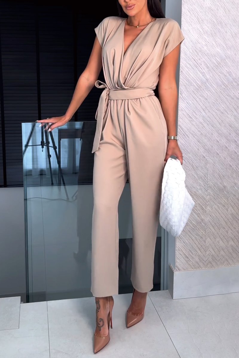 Odalina - Short-sleeved V-neck jumpsuit