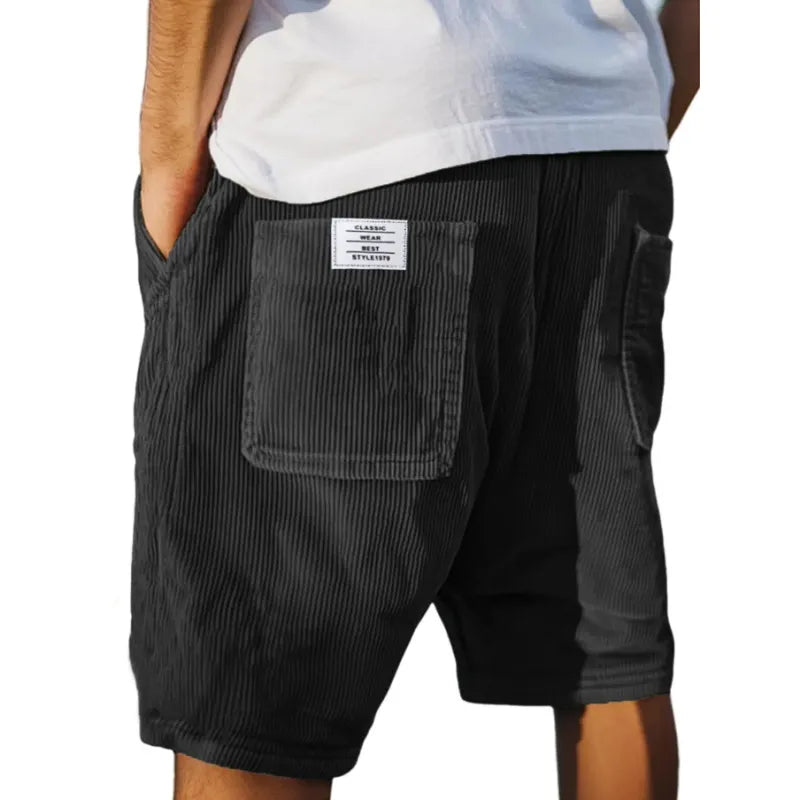 Gideon - Men's short corduroy elastic waist casual pockets