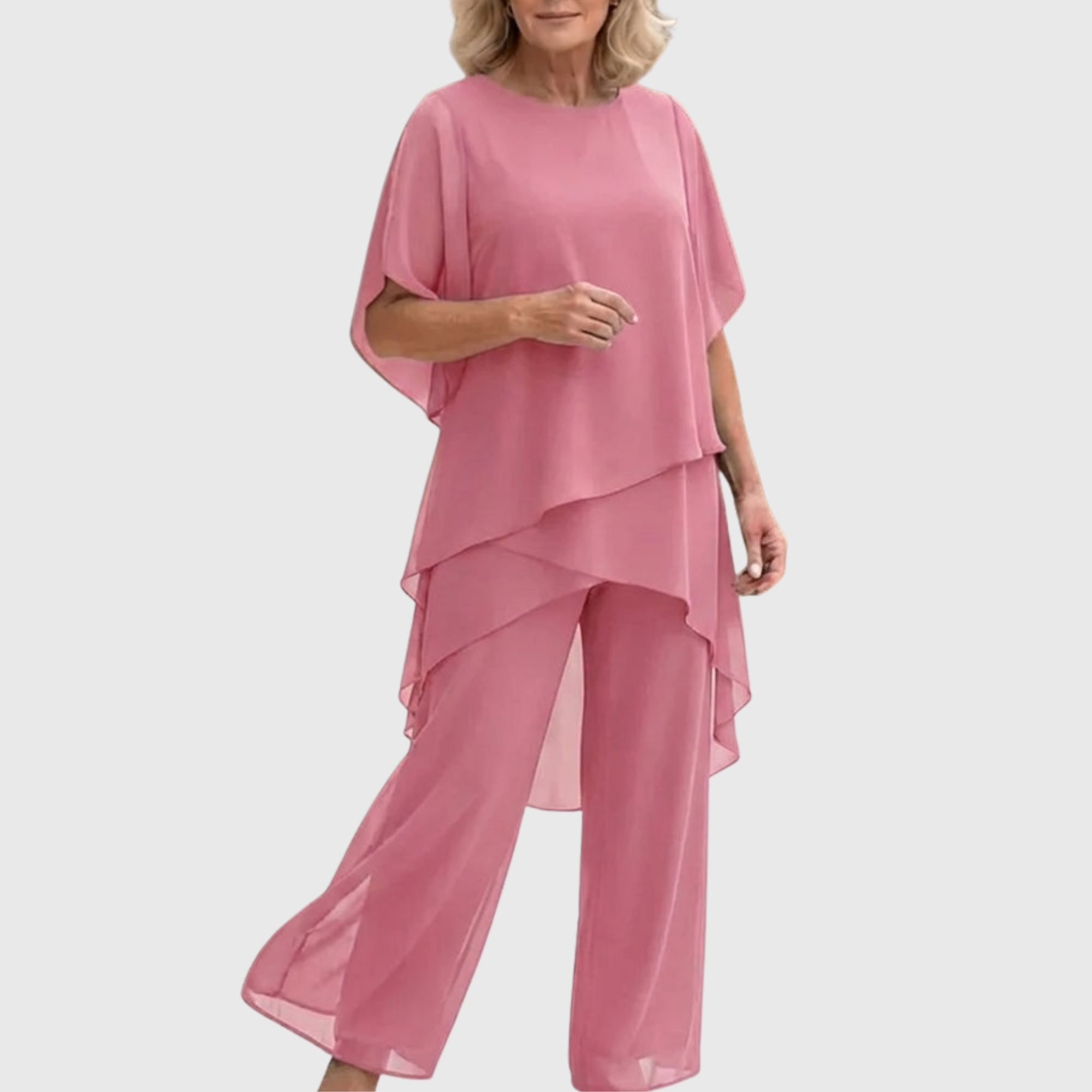 Fosira - Women's Elegant Draped Flowy Palazzo Pants Set